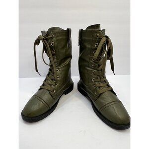 Wanted Women Lace-Up Combat Boots Olive Green SZ 8 US/EU 38 Durable Street Wear